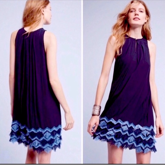 COPY - Anthropologie free people Maeve blue fringe dress - Picture 1 of 7